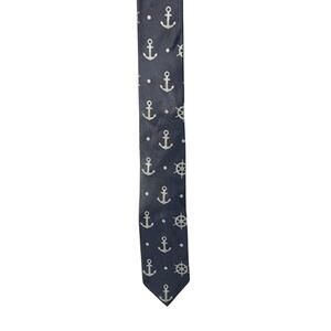 Men's CYBEROPTIX THE LAB Nautical Boat Anchor 100% Silk Silver Gray Neck‎ Tie